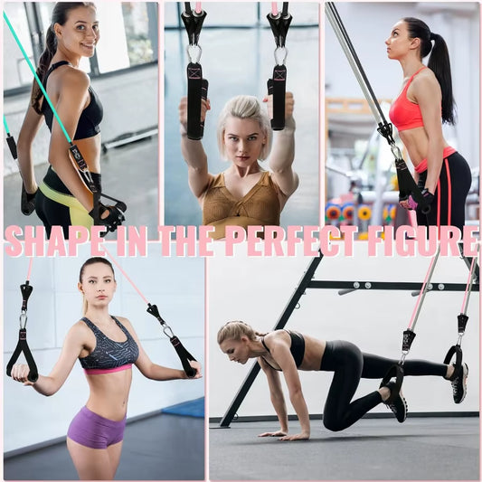 Resistance Bands for Working Out, Exercise Bands with Handles Stretch Bands with Door Anchors, 10-100LB Set (12Pcs) Makaron