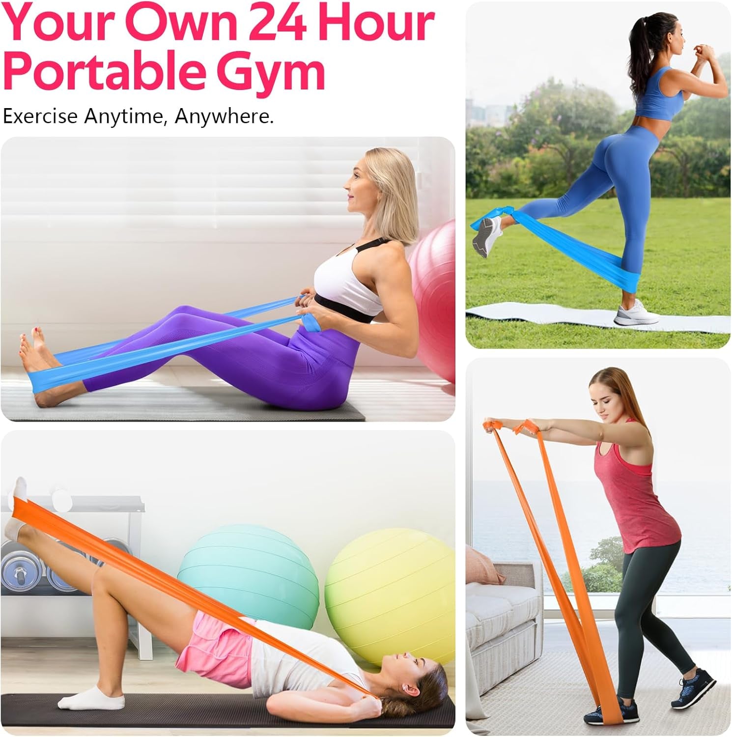 Resistance Bands for Working Out, Physical Therapy, Stretch, Recovery, Pilates, Rehab, Strength Training and Yoga Starter Set