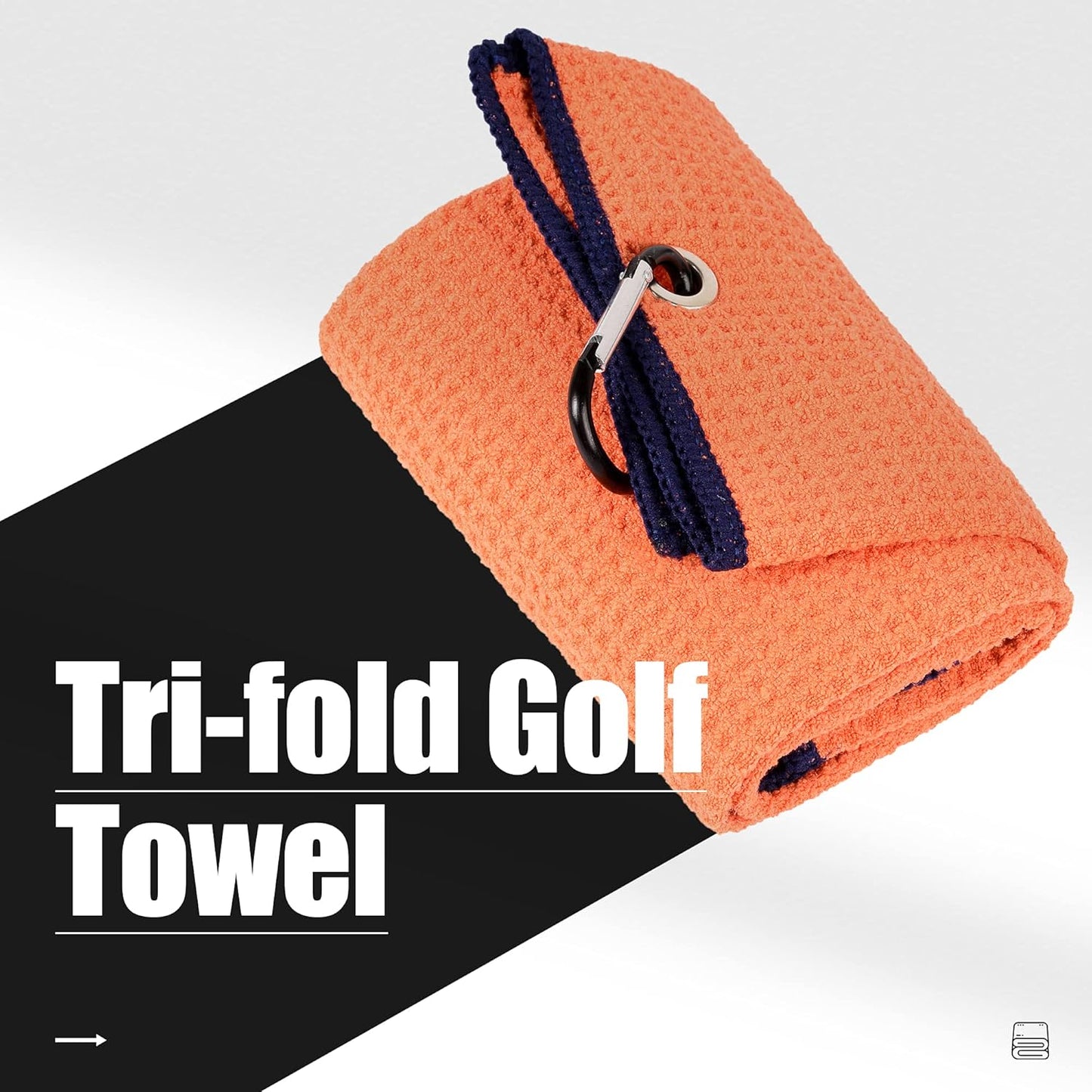 Tri-Fold Towel | Premium Microfiber Fabric | Waffle Pattern | Carabiner Clip | Men'S and Women'S Orange Golf Towel