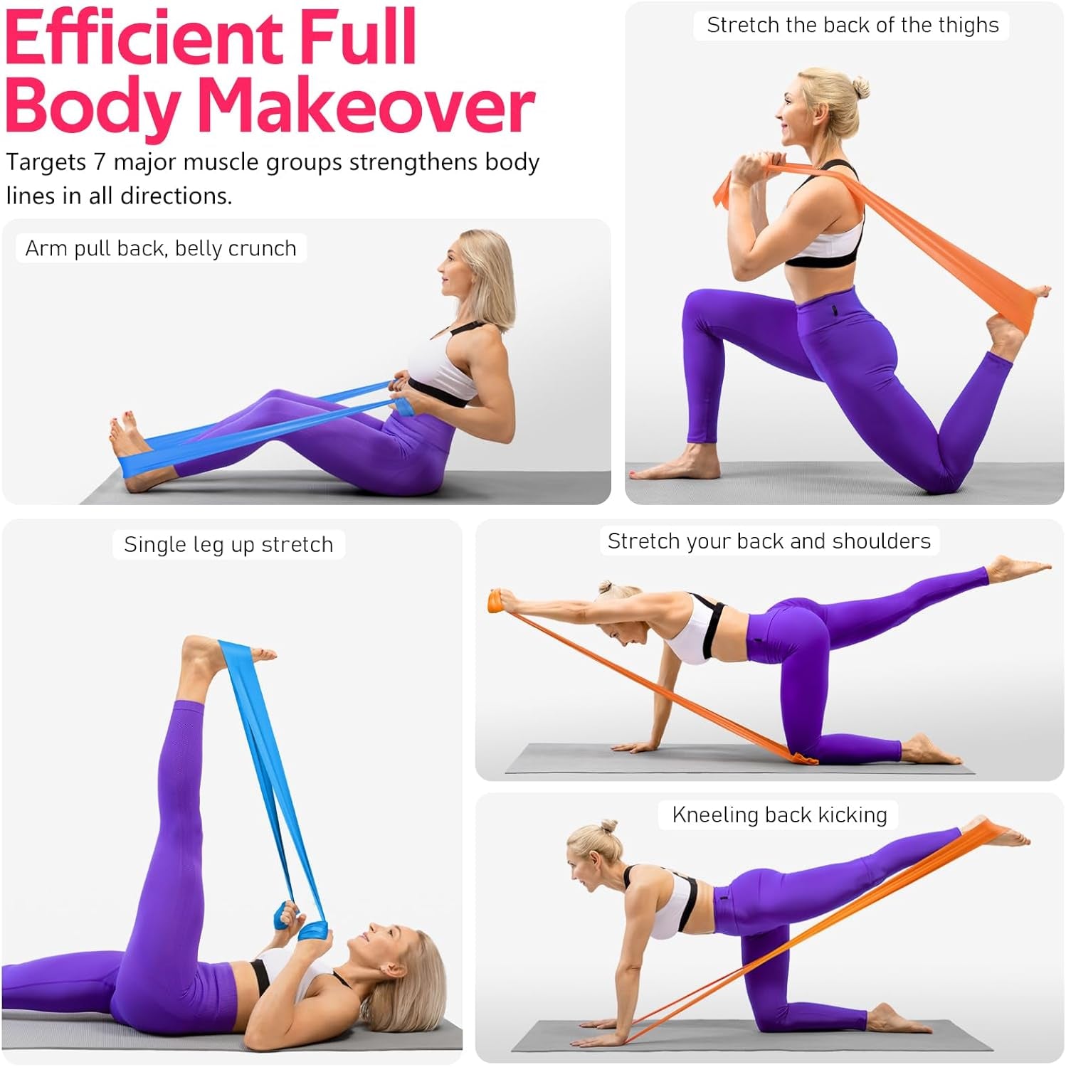 Resistance Bands for Working Out, Physical Therapy, Stretch, Recovery, Pilates, Rehab, Strength Training and Yoga Starter Set