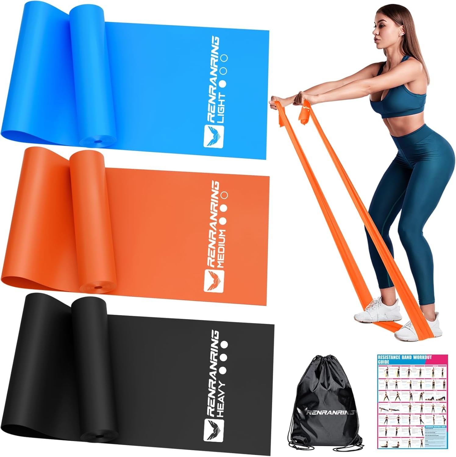 Resistance Bands for Working Out, Physical Therapy, Stretch, Recovery, Pilates, Rehab, Strength Training and Yoga Starter Set
